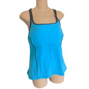 Lands' End Sz 12D Blue Tankini Sport Swimsuit Top
